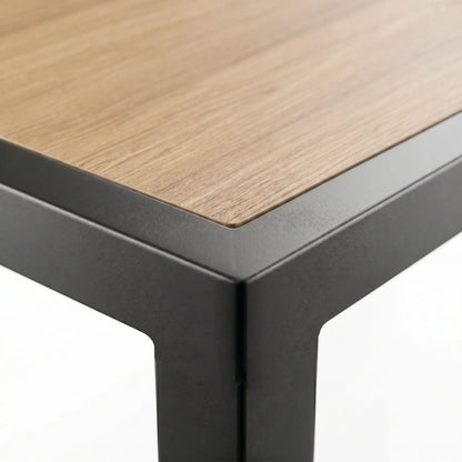 Outdoor Side Table, SPC Woodgrain Tabletop, Metal Patio Coffee Table, Brown Patio Side Tables at Gallery Canada