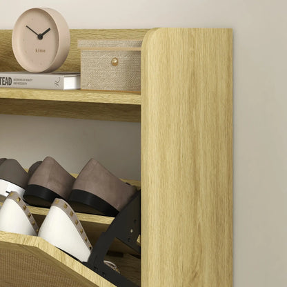 Slim Shoe Storage, 2 Flip Drawers, Adjustable Shelves, 12 Pair, Oak Shoe Storage Cabinets & Racks at Gallery Canada