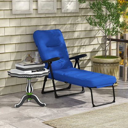Outdoor Lounge Chair with Padded Cushion, Folding Reclining, Blue Lounger Chairs at Gallery Canada