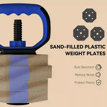 4-in-1 Adjustable Dumbbell Set, Kettlebell, Barbell, Dumbbell, 44lbs, Blue Dumbbells & Barbells at Gallery Canada