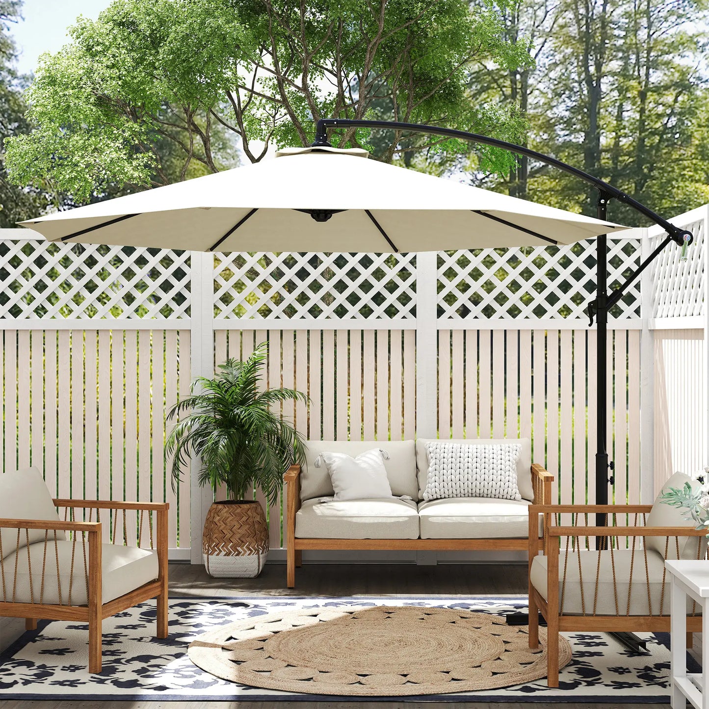 Deluxe Cantilever Umbrella, Φ10', Banana, Outdoor Sunshade, Beige Cantilever Umbrellas at Gallery Canada