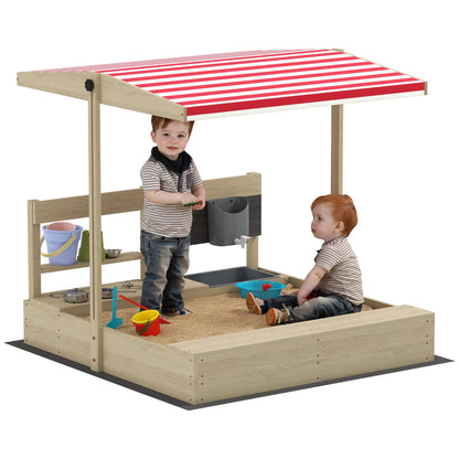 Kids Sandbox with Cover, Wooden Sand Box with Seat, Storage, 3-7 Years, Natural Wood Sandboxes & Accessories at Gallery Canada
