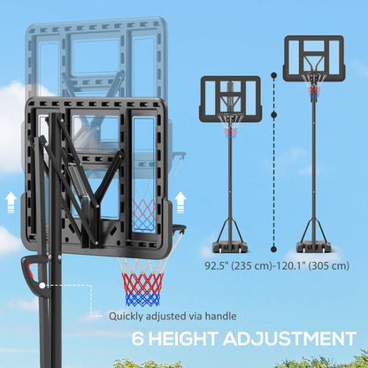 Portable Basketball Hoop, 7.7-10ft, Free Weight, Wheels, 43" Backboard Basketball at Gallery Canada