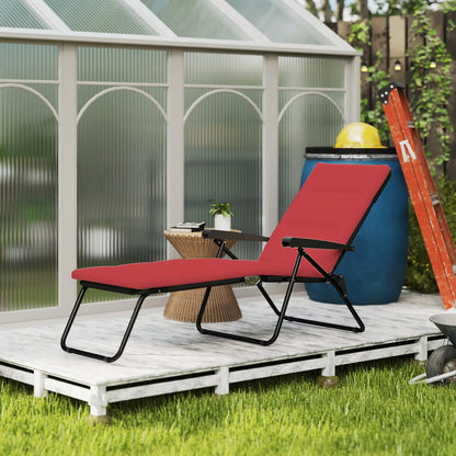 Foldable Reclining Patio Lounge Chair, 6-Position Adjustable, Wine Red Lounger Chairs at Gallery Canada