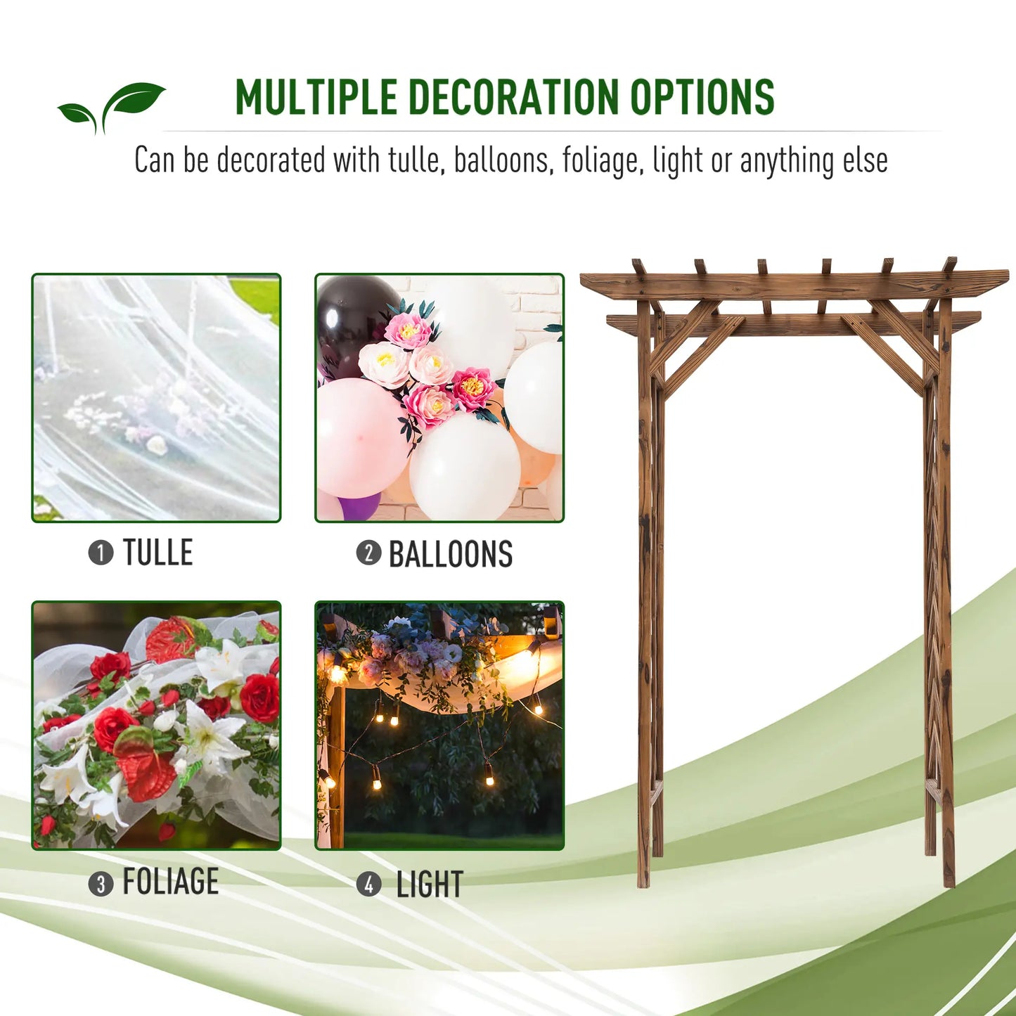 79" Arched Plant Trellis, Pergola Style Roof, Fir Wood Frame Garden Arches at Gallery Canada