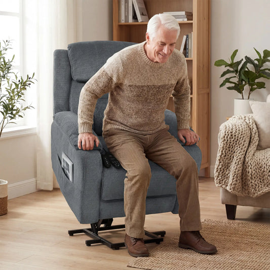 Power Recliner Chair With Massage, Electric Lift Chair, Grey Electric Power Lift Chairs Dark Grey at Gallery Canada
