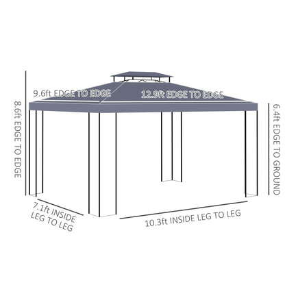 10' x 13' Grey Outdoor Gazebo, Double Roof Patio Canopy Shelter, Grey Gazebos at Gallery Canada