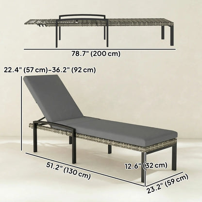 Outdoor Chaise Lounge Chairs, Set of 2 Wicker Patio Chairs, 5-Level Adjustable Backrest Wicker Chaise Loungers at Gallery Canada