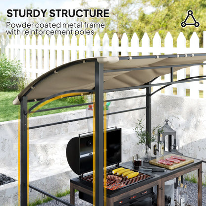 7' x 5' BBQ Grill Gazebo Tent, Steel Frame, Hooks, Khaki BBQ Grill Gazebos at Gallery Canada