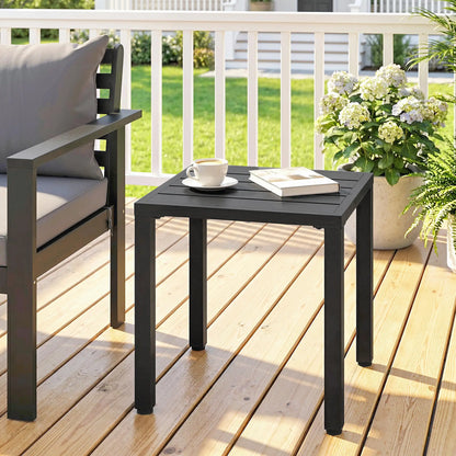 Metal Outdoor Side Table, 45.5 cm Square, Patio Garden Poolside, Black Patio Side Tables at Gallery Canada