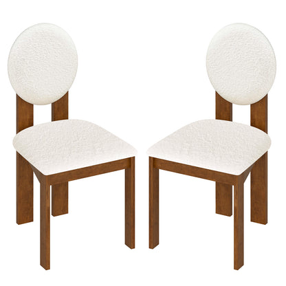 Sherpa Dining Chairs Set of 2 with Rubber Wood Legs for Living Room Restaurant, White Dining Chairs at Gallery Canada