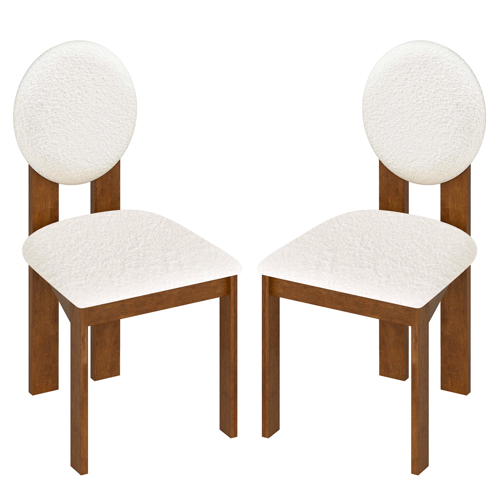Sherpa Dining Chairs Set of 2, Rubber Wood Legs, White Dining Chairs at Gallery Canada