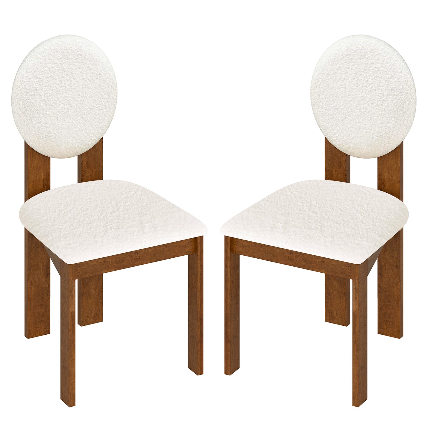Sherpa Dining Chairs Set of 2, Rubber Wood Legs, White Dining Chairs at Gallery Canada