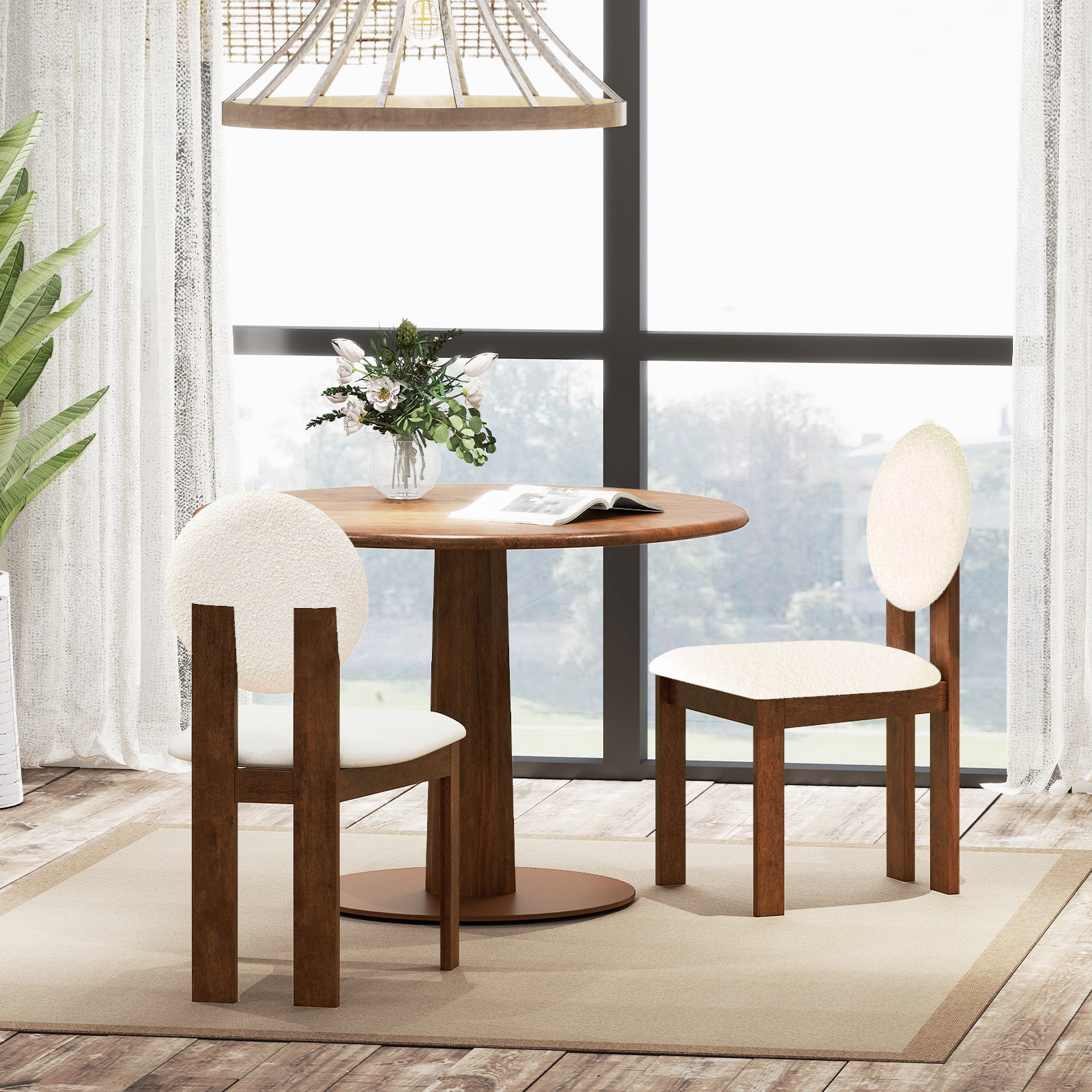 Sherpa Dining Chairs Set of 2 with Rubber Wood Legs for Living Room Restaurant, White Dining Chairs at Gallery Canada