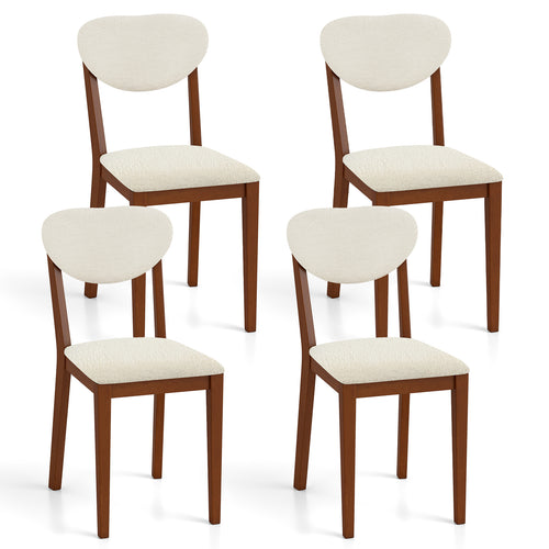 Sherpa Dining Chairs Set of 4, Rubber Wood Legs, Walnut