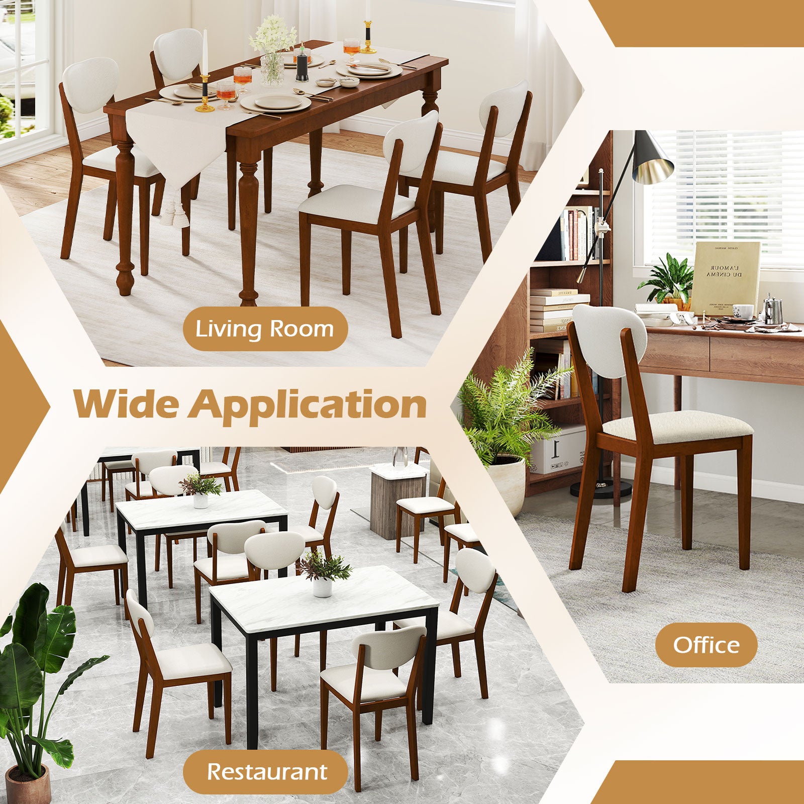 Sherpa Dining Chairs Set of 4 with Rubber Wood Legs for Dining Room, Walnut Dining Chairs at Gallery Canada