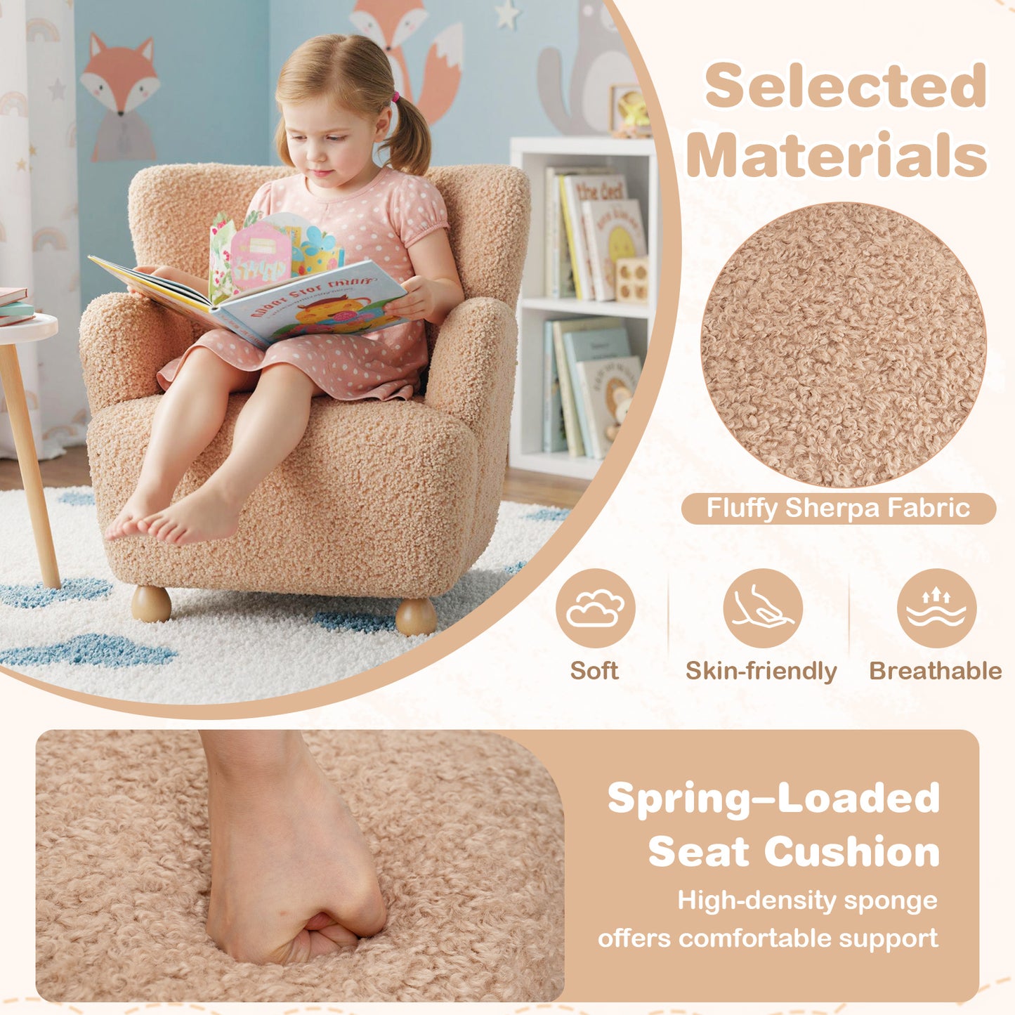 Sherpa Kids Sofa, Toddler Armchair, Pink Kids Chairs & Seating at Gallery Canada