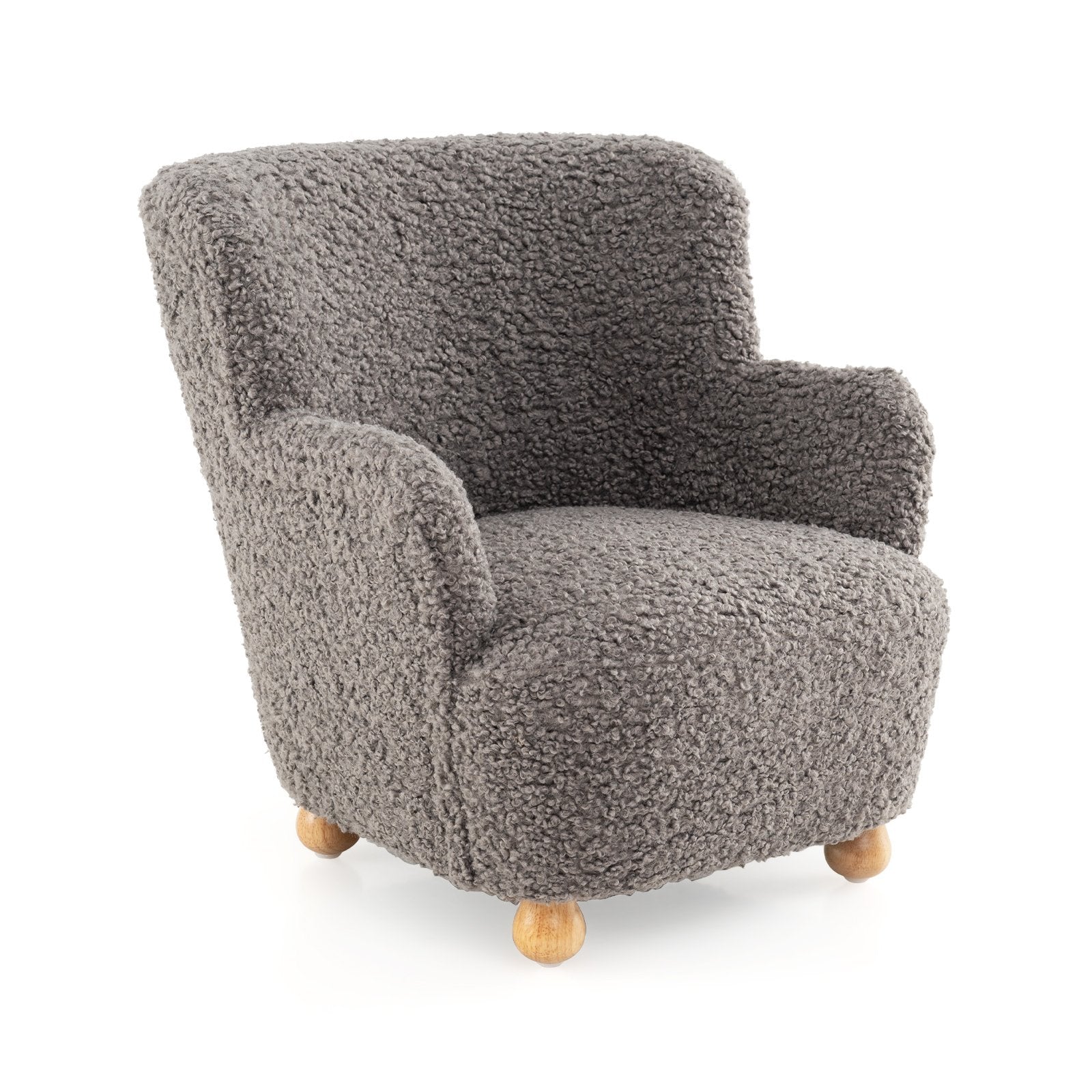 Sherpa Kids Sofa Comfy Toddler Armchair with Solid Rubber Wood Legs, Silver Kids Chairs & Seating Silver at Gallery Canada