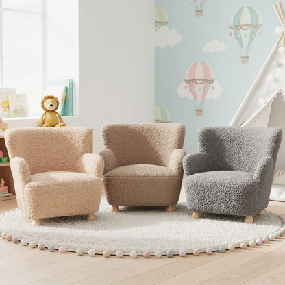 Sherpa Kids Sofa Comfy Toddler Armchair with Solid Rubber Wood Legs, Brown Kids Chairs & Seating at Gallery Canada