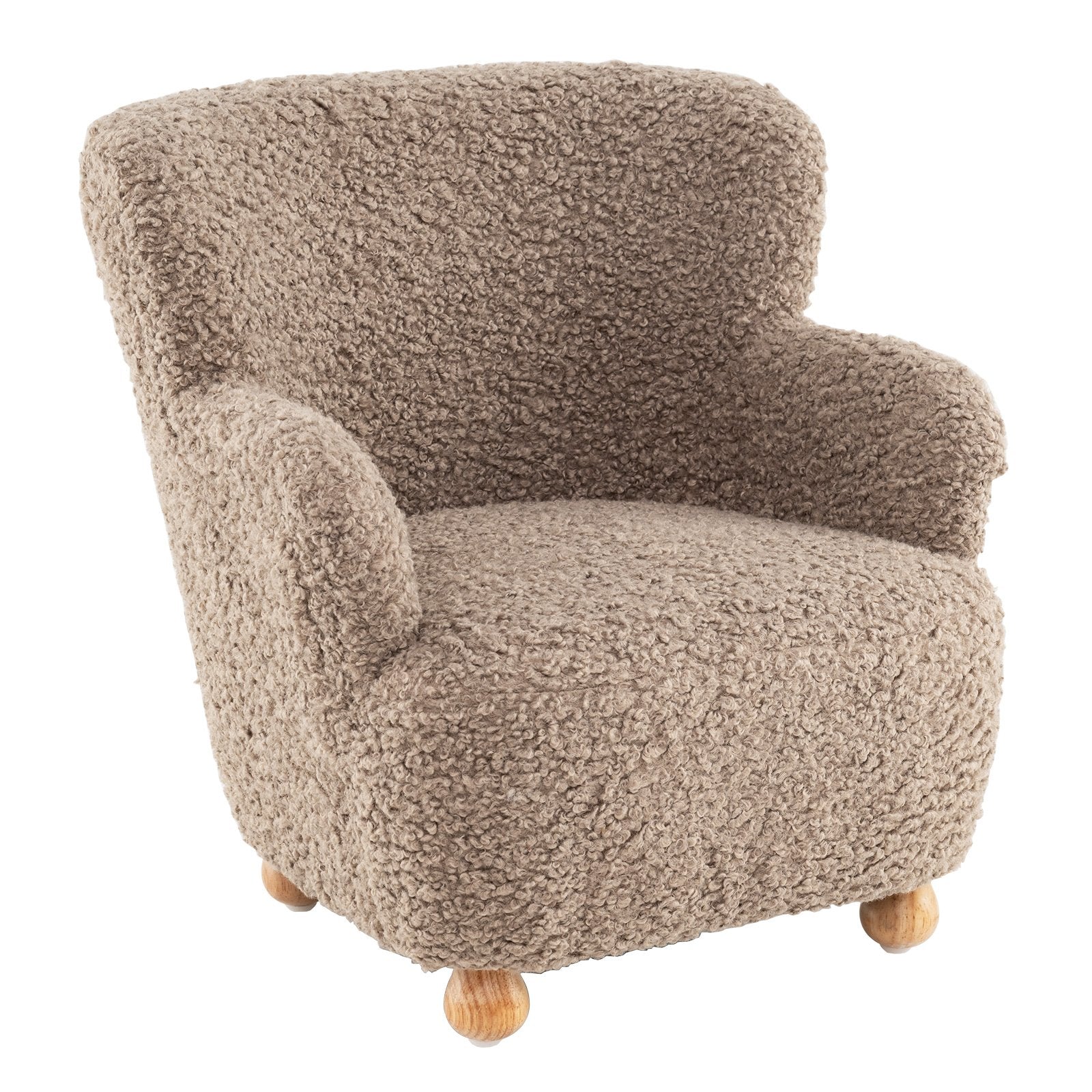 Sherpa Kids Sofa Comfy Toddler Armchair with Solid Rubber Wood Legs, Brown Kids Chairs & Seating Brown at Gallery Canada