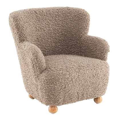 Sherpa Kids Sofa Comfy Toddler Armchair with Solid Rubber Wood Legs, Brown Kids Chairs & Seating Brown at Gallery Canada