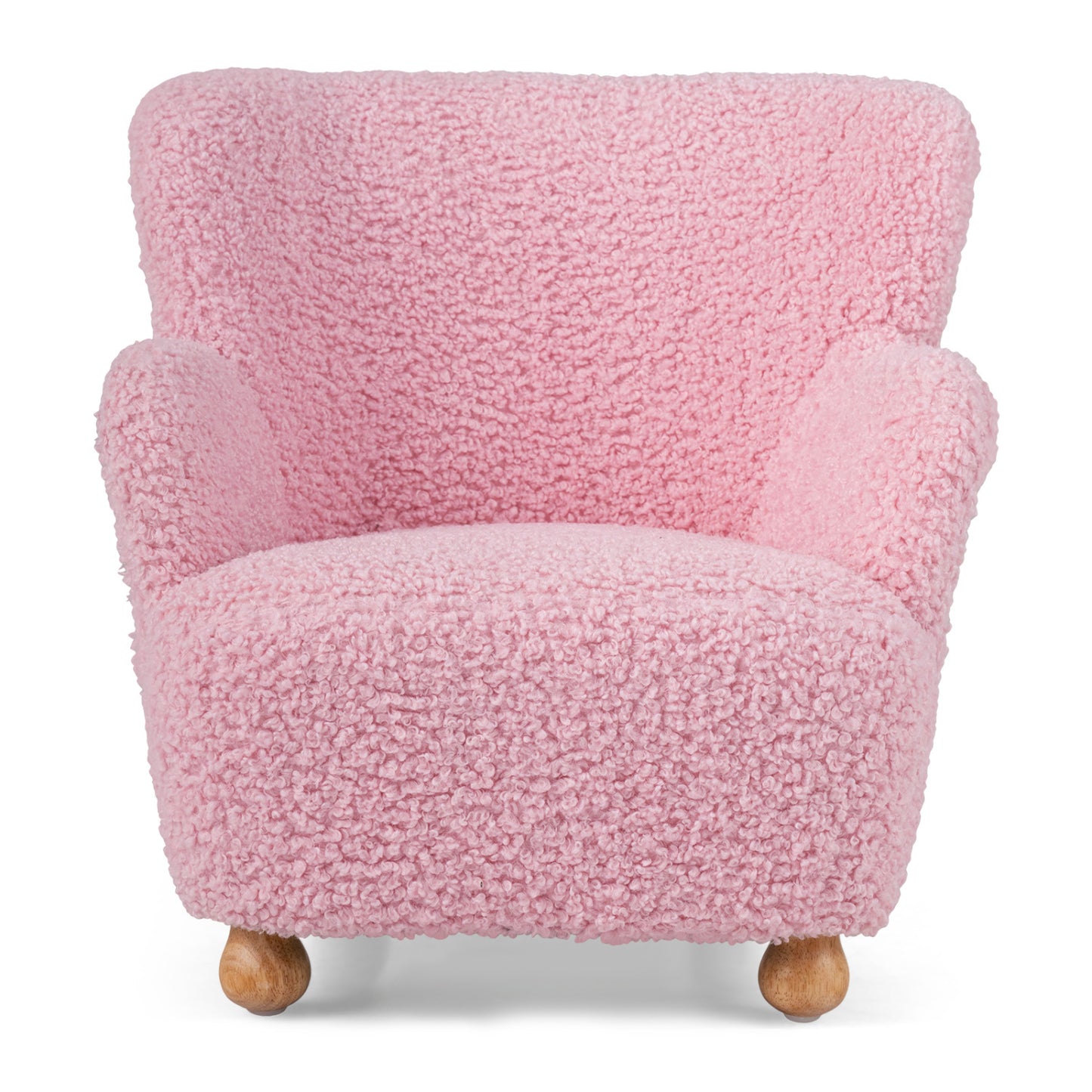 Sherpa Kids Sofa, Comfy Toddler Armchair, Light Pink