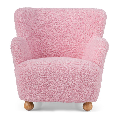 Sherpa Kids Sofa, Comfy Toddler Armchair, Light Pink