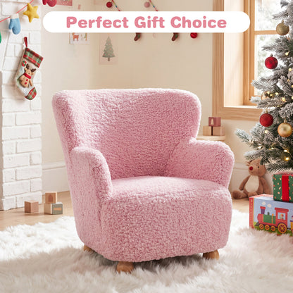 Sherpa Kids Sofa, Comfy Toddler Armchair, Light Pink