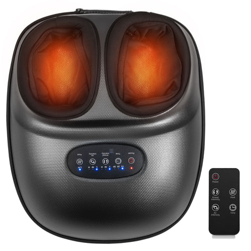 Shiatsu Foot Massager Machine with 2-Level Heat and Air Compression-BK, Black