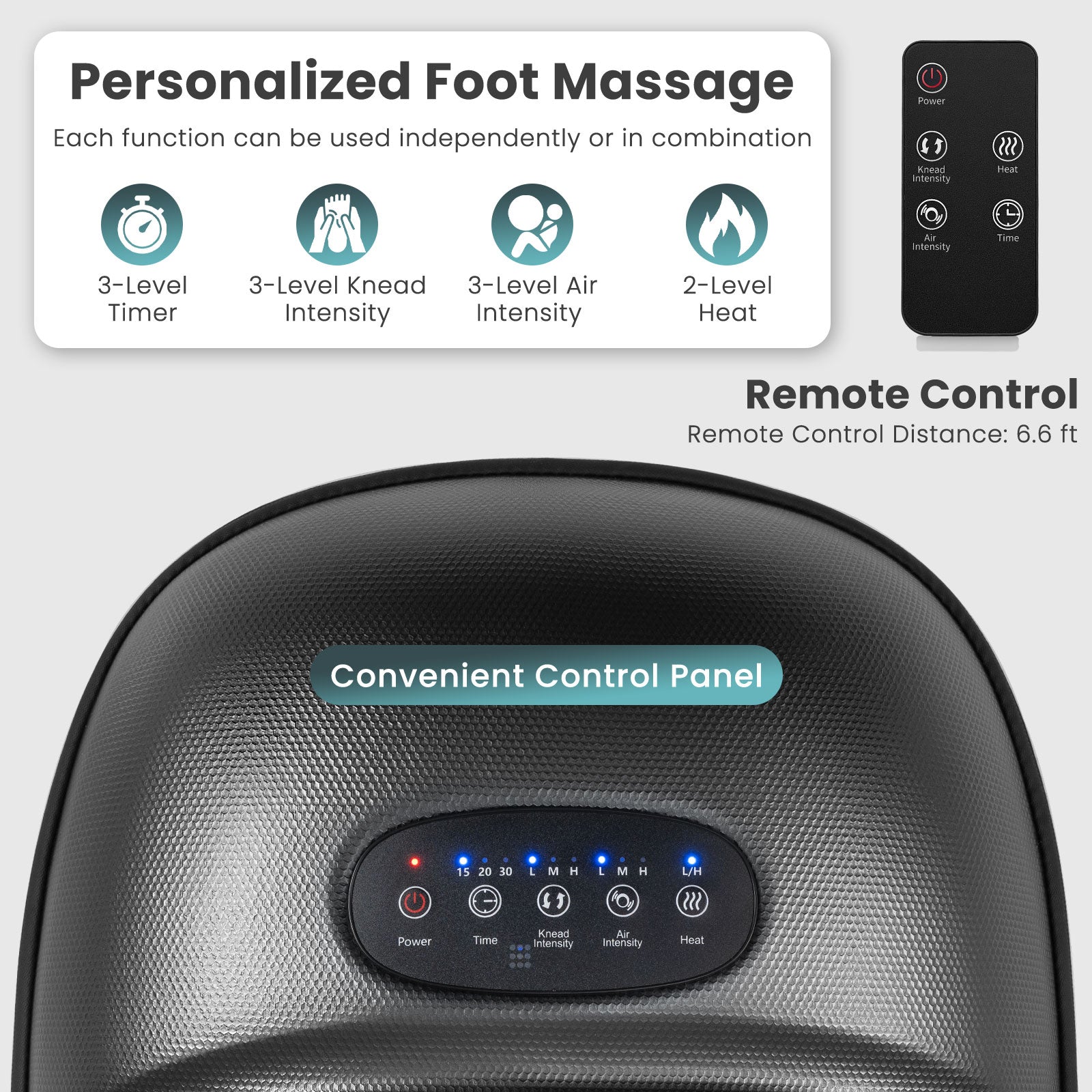 Shiatsu Foot Massager Machine with 2-Level Heat and Air Compression-BK, Black Foot Massager at Gallery Canada