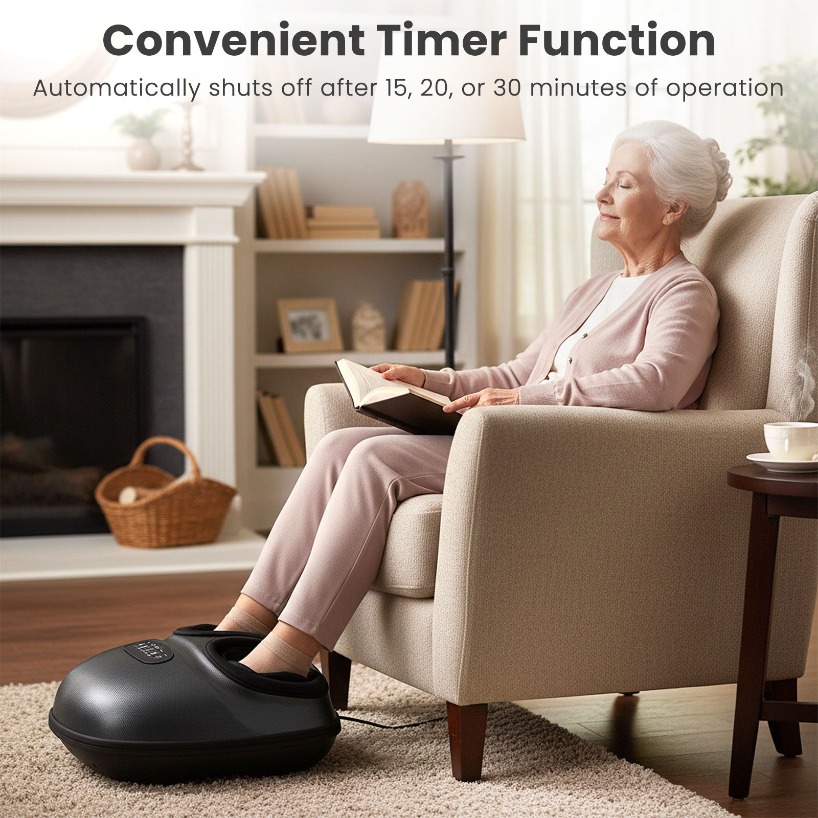 Shiatsu Foot Massager Machine with 2-Level Heat and Air Compression-BK, Black Foot Massager at Gallery Canada