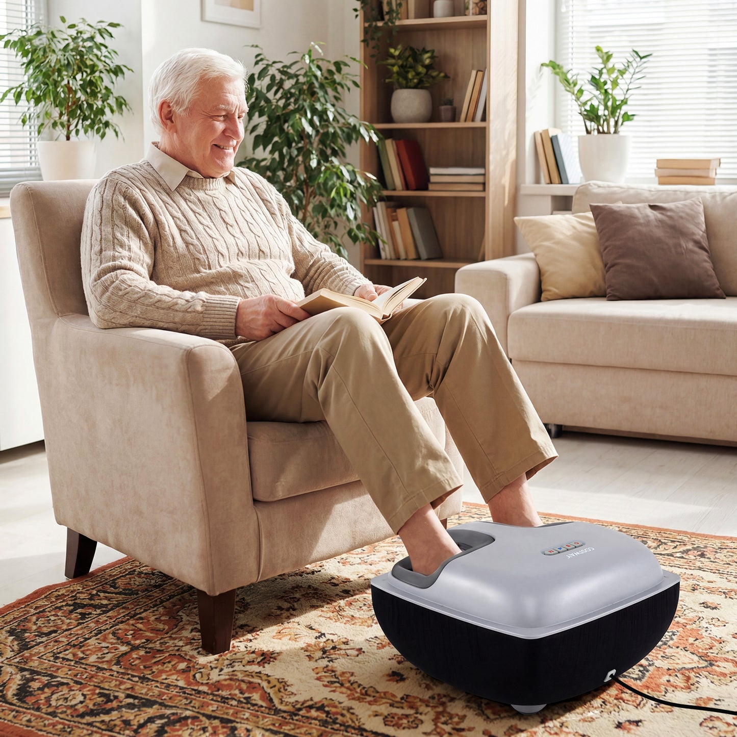 Shiatsu Foot Massager with 3-Level Deep Kneading and Air Compression, Black Foot Massager at Gallery Canada