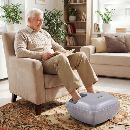 Shiatsu Foot Massager with 3-Level Deep Kneading and Air Compression, Gray