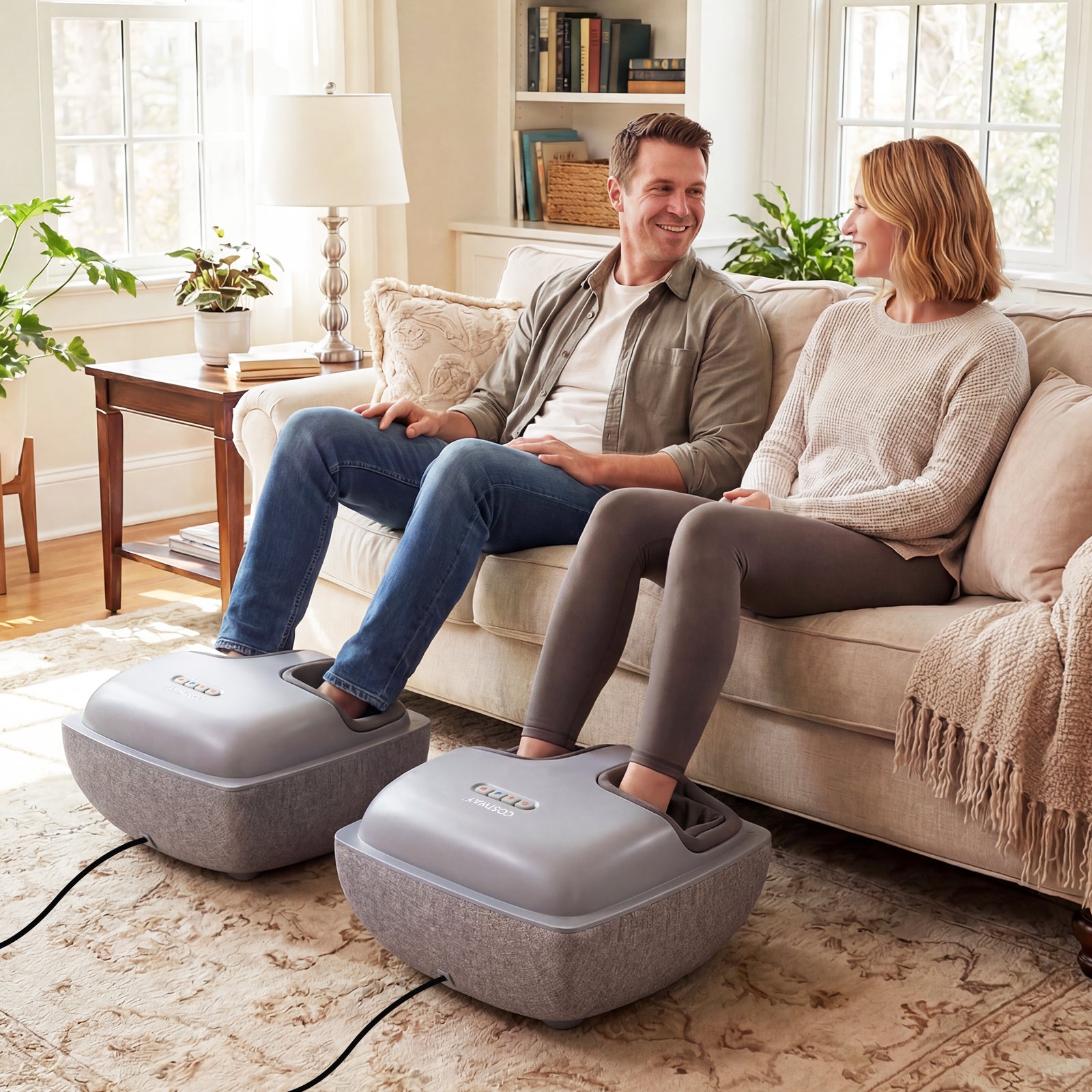 Shiatsu Foot Massager with 3-Level Deep Kneading and Air Compression, Gray Foot Massager at Gallery Canada