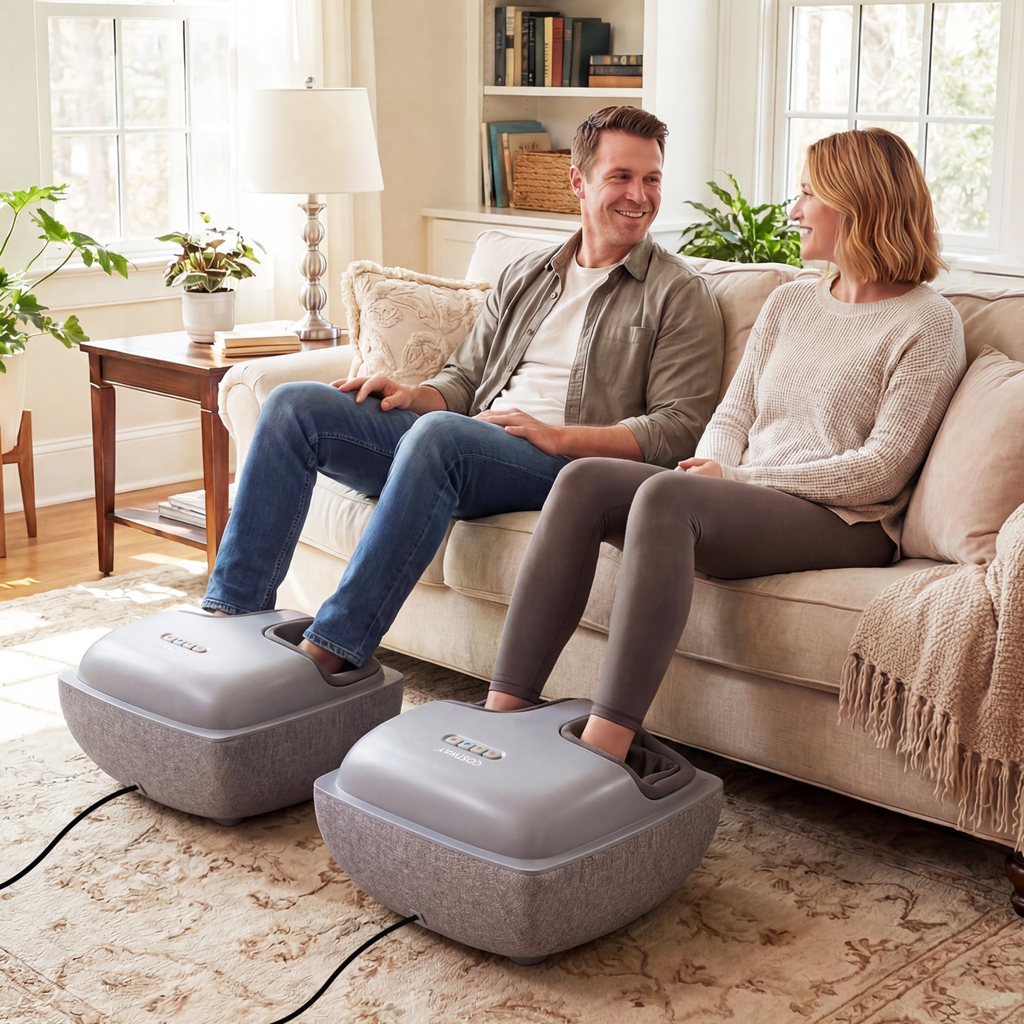 Shiatsu Foot Massager with 3-Level Deep Kneading and Air Compression, Gray Foot Massager at Gallery Canada