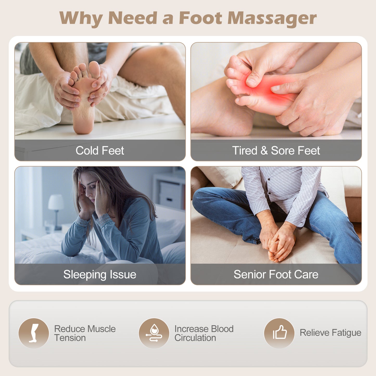 Shiatsu Foot Massager with 3-Level Deep Kneading and Air Compression, Gray Foot Massager at Gallery Canada