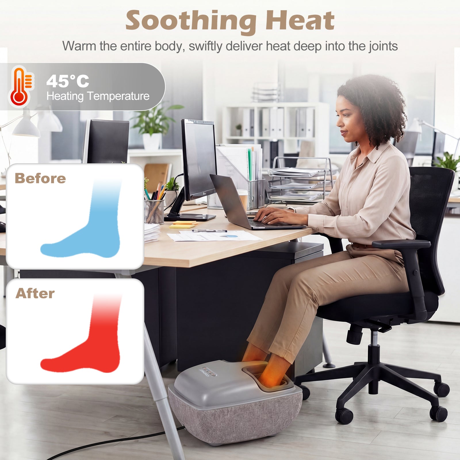 Shiatsu Foot Massager with 3-Level Deep Kneading and Air Compression, Gray Foot Massager at Gallery Canada