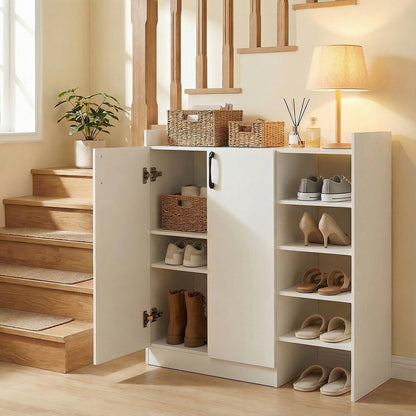 Shoe Cabinet with 2 Doors Shoe Storage Organizer with 2 Adjustable Inner Shelves, White Shoe Racks & Storage Benches at Gallery Canada