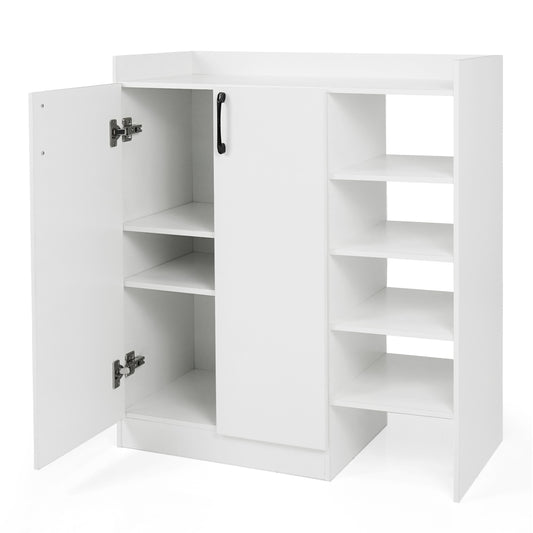 Shoe Cabinet with 2 Doors Shoe Storage Organizer with 2 Adjustable Inner Shelves, White Shoe Racks & Storage Benches White at Gallery Canada