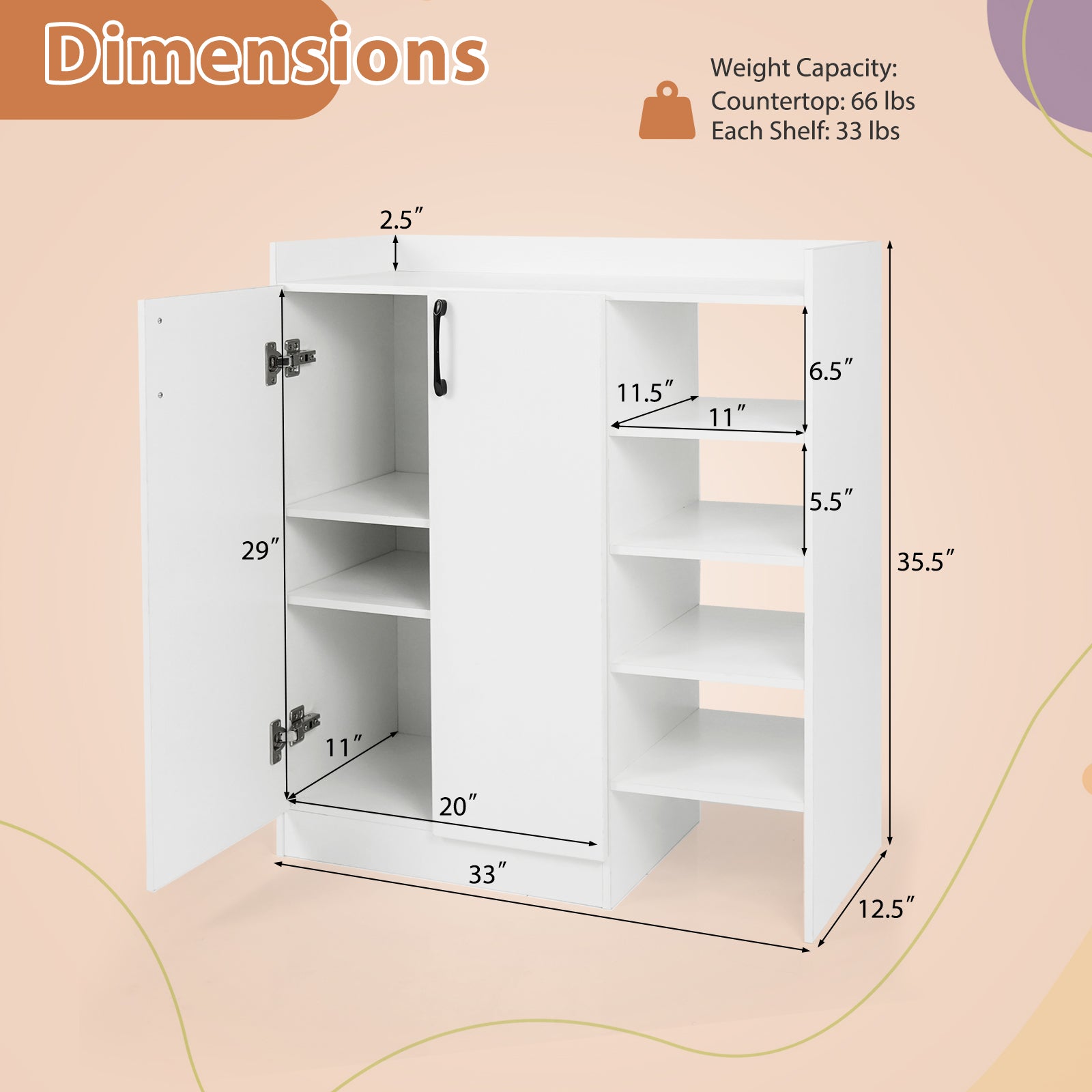 Shoe Cabinet with 2 Doors Shoe Storage Organizer with 2 Adjustable Inner Shelves, White Shoe Racks & Storage Benches at Gallery Canada
