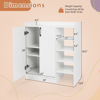 Shoe Cabinet with 2 Doors Shoe Storage Organizer with 2 Adjustable Inner Shelves, White Shoe Racks & Storage Benches at Gallery Canada