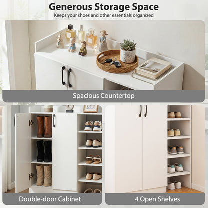 Shoe Cabinet with 2 Doors Shoe Storage Organizer with 2 Adjustable Inner Shelves, White Shoe Racks & Storage Benches at Gallery Canada