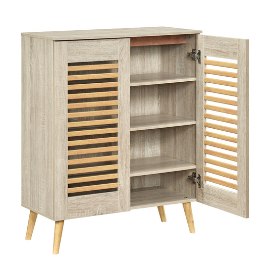 Shoe Cabinet with Louvered Doors and Removable Shelves, Natural Shoe Racks & Storage Benches Natural at Gallery Canada