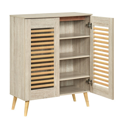 Shoe Cabinet with Louvered Doors and Removable Shelves, Natural Shoe Racks & Storage Benches Natural at Gallery Canada