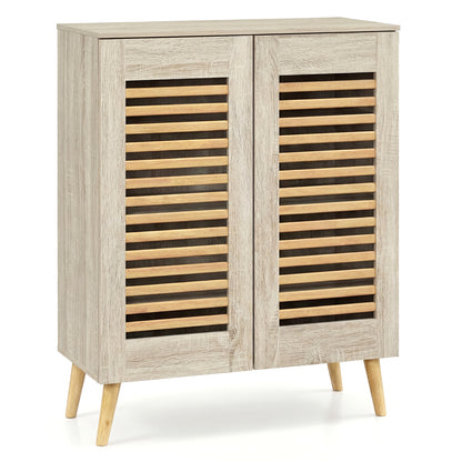 Shoe Cabinet with Louvered Doors and Removable Shelves, Natural Shoe Racks & Storage Benches at Gallery Canada