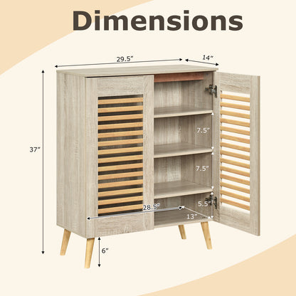 Shoe Cabinet with Louvered Doors and Removable Shelves, Natural Shoe Racks & Storage Benches at Gallery Canada