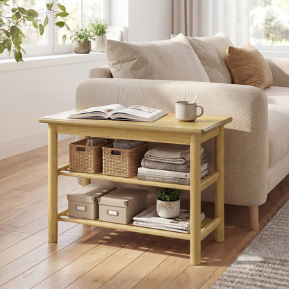 Shoe Rack Bench, 3-Tier Rubberwood, Natural Shoe Racks & Storage Benches at Gallery Canada