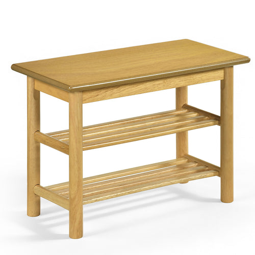Shoe Rack Bench, 3-Tier Rubberwood, Natural