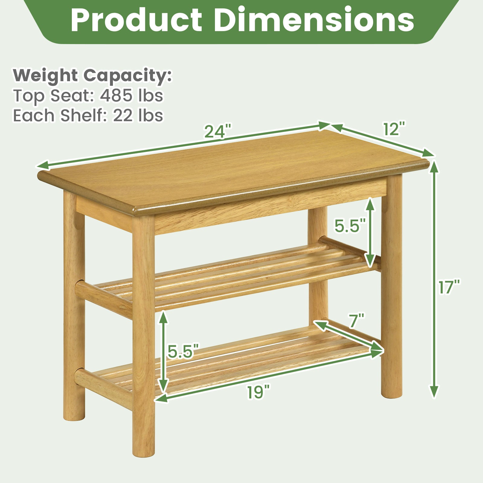 Shoe Rack Bench, 3-Tier Rubberwood, Natural Shoe Racks & Storage Benches at Gallery Canada
