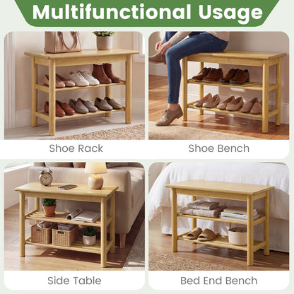 Shoe Rack Bench, 3-Tier Rubberwood, Natural Shoe Racks & Storage Benches at Gallery Canada